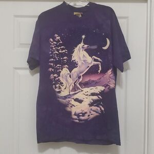 The Mountain woman purple and white tee